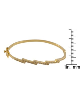 Cubic Zirconia Sterling Silver 14K Gold Plated Zig Zag Bangle