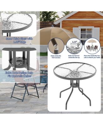 6 Pieces Patio Dining Set with Umbrella, Outdoor Furniture Set with 4 Folding Dining Chairs