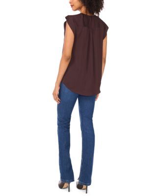 Women's V-Neck Short-Ruffle-Sleeve Top