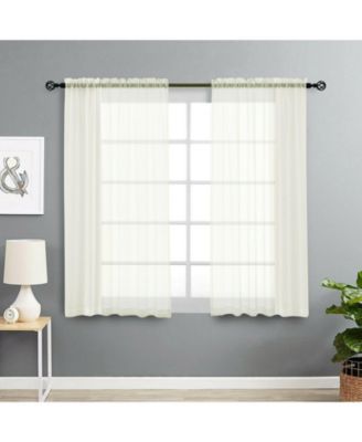 Designer Sheer Voile Rod Pocket Curtains For Small Windows