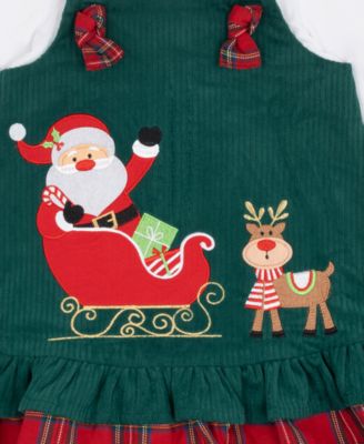 Baby Girl Santa Sleigh Jumper Dress and Ribbed Top, 2-Piece Set