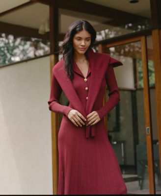 Women's Crinkle Knit Midi Dress