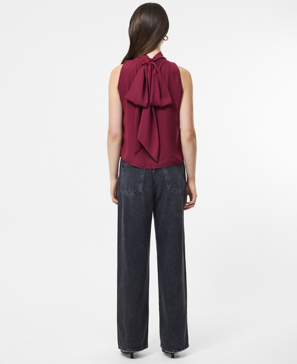 French Connection Marina Chiffon Top In Burgundy