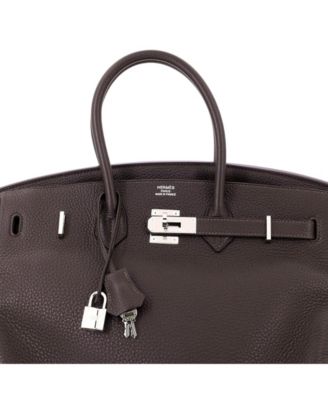 Birkin 35 Handbag Brown Togo with Palladium Hardware