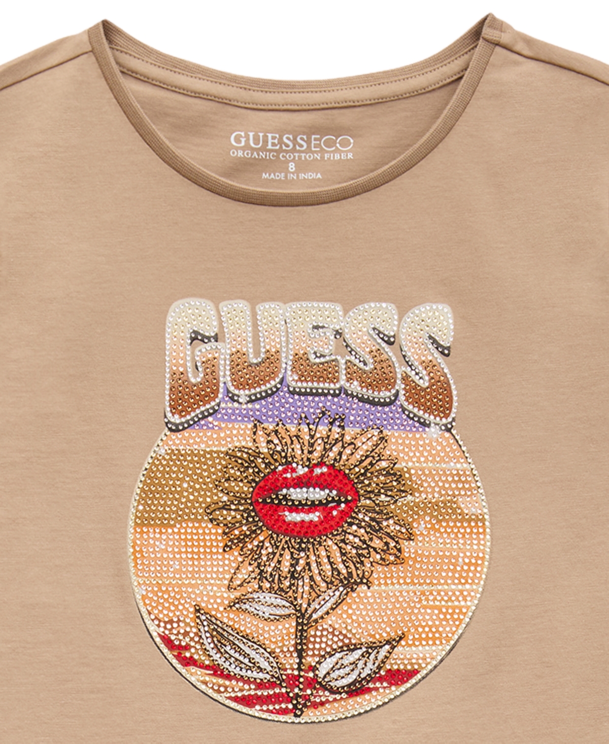 Guess Girls 7-16 Short-Sleeve Velour Rhinestone-Embellished Logo T-Shirt
