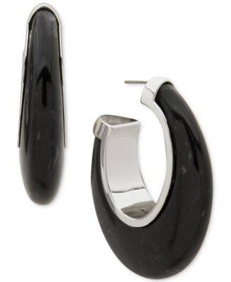 Open Blue Resin Hoop Earrings