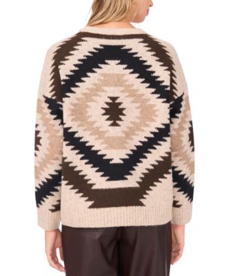 Women's Cozy Crewneck Aztec Long-Sleeve Sweater