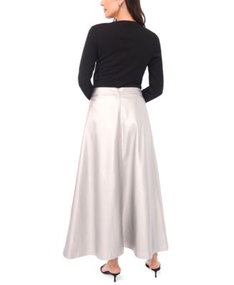 Women's Faux-Leather Seamed Maxi Skirt