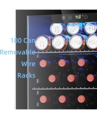 26 Bottle 3.2cu.ft Wine Cooler/Beverage Refrigerator Compact Wine Cellar with Glass Door Adjustable Temperature Control for Bar,Black