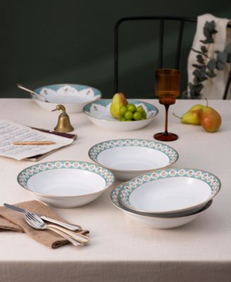 Lodi's Morning Set of 4 Rim Dinner Bowls, 10", 25 oz.