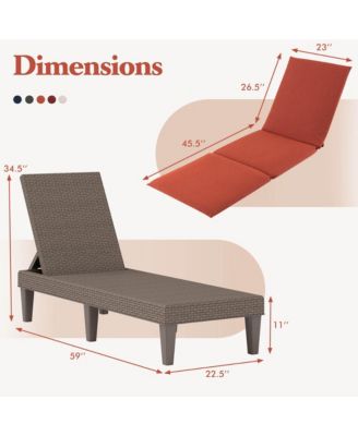 Patio Lounge Chair Recliner Chair with 3-Position Adjustable Backrest & Cushion