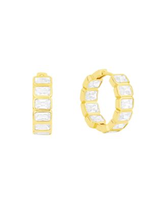 Cubic Zirconia Hinged Hoop Earrings