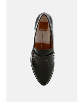 London Rag Womens Winged Patent Pleather Penny Loafers