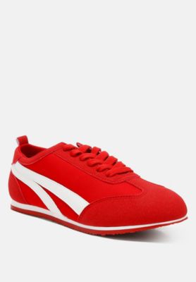 Womens Montek Faux Leather Lace-Up Sneakers