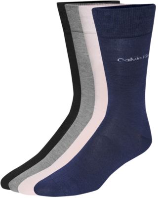 Men's 4-Pack Flat-Knit Crew Dress Socks 