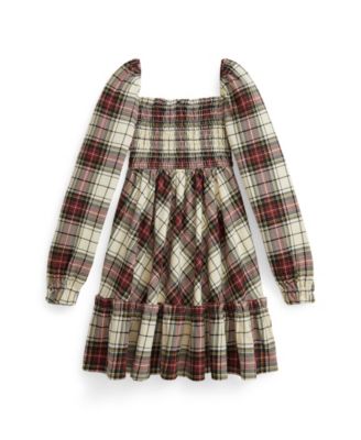 Girls' 2T-6X Plaid Pattern Ruffled Dress