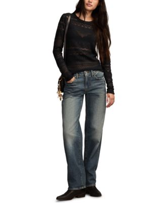 Women's Lace Detail Long Sleeve Top