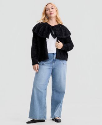 Trendy Plus Size Fuzzy Cape Sweater, Macy's Exclusive