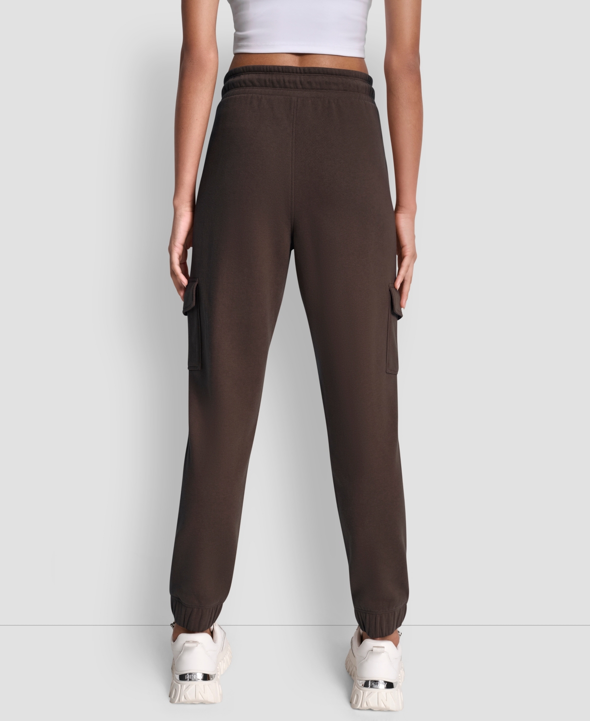 Dkny Sport Women's Studded-logo Cargo Joggers In Brown