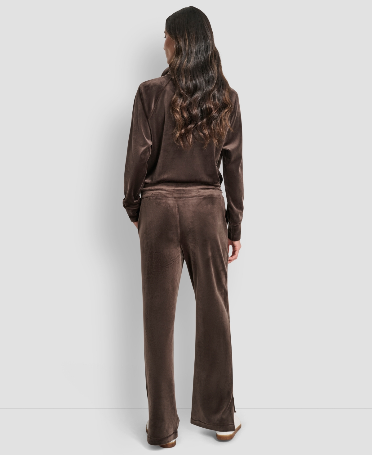 Dkny Women's Hd Embroidery Logo Slit Track Pants In Brown