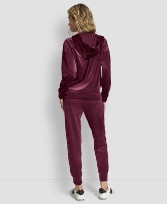 Women's Platinum Velour Rhinestone Logo Full-Zip Hoodie