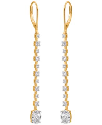 Diamond Long Drop Earrings (1 ct. t.w.) in 14K Yellow Gold