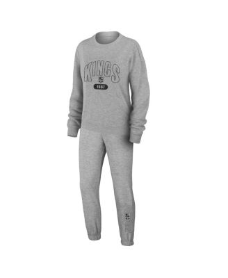 WEAR by Erin Andrews - Women's Heather Gray Los Angeles Kings Knit Long Sleeve Tri-Blend T-Shirt Pants Sleep Set