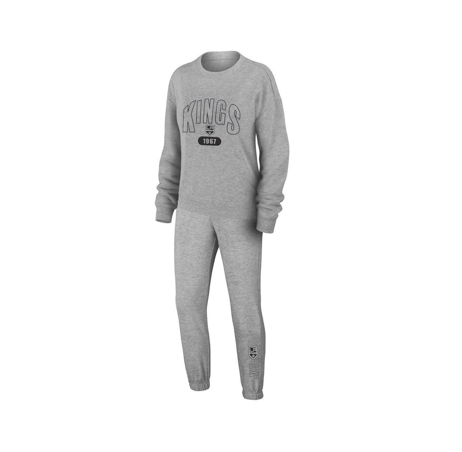 Women's 2-Piece Heather Gray Los Angeles Kings Knit Long Sleeve Tri-Blend T-Shirt and Pants Sleep Set