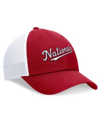 Men's Red Washington Nationals Wordmark Adjustable Trucker Hat