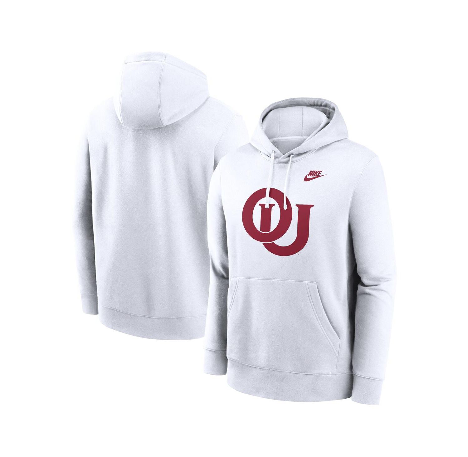 Men's White Oklahoma Sooners Legacy Logo Club Fleece Pullover Hoodie