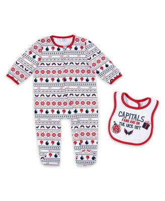 WEAR by Erin Andrews - Baby Boys and Girls Washington Capitals Allover Print Full-Zip Sleeper Bib Christmas Set