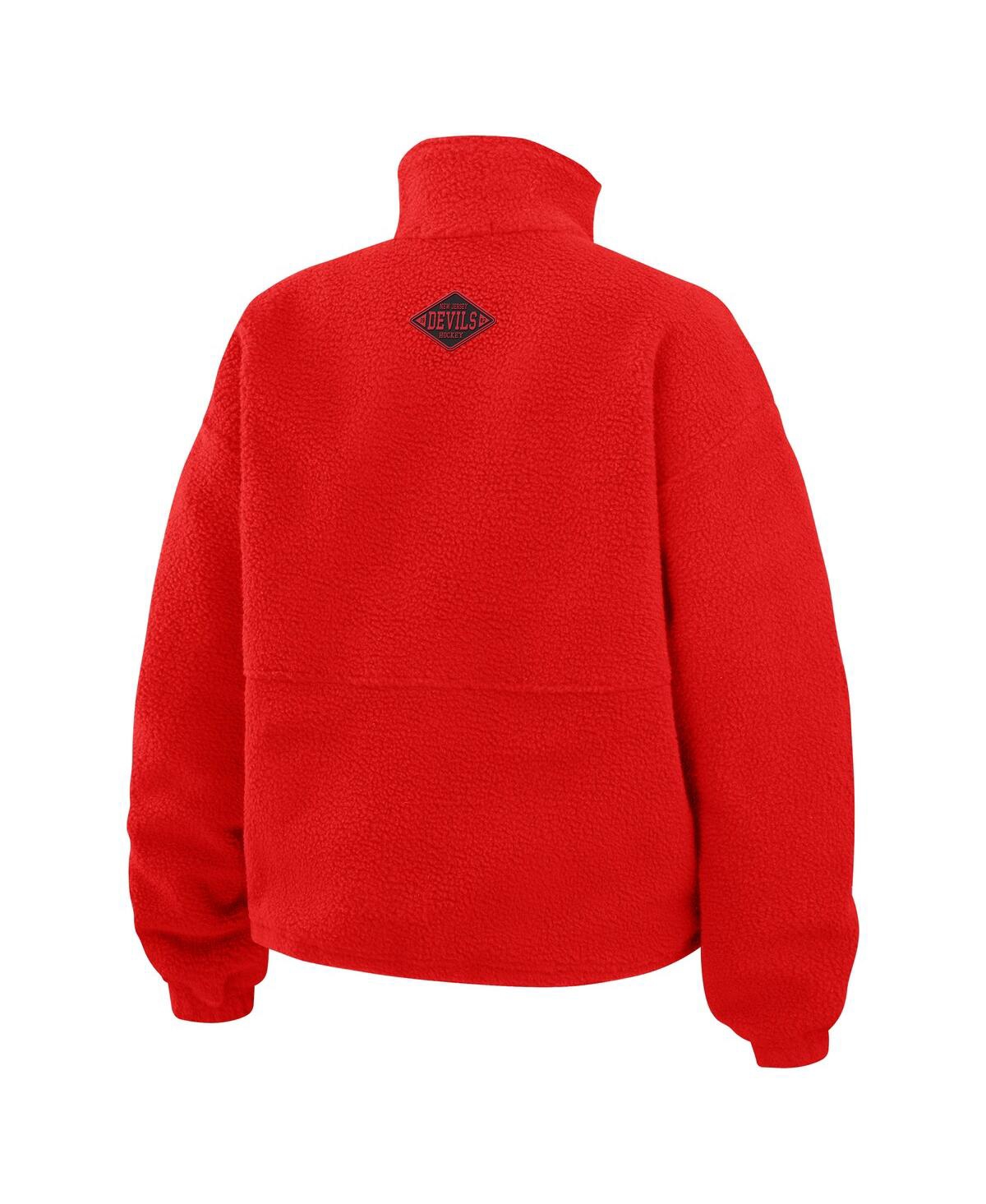 Wear By Erin Andrews Red New Jersey Devils Polar Fleece Half-zip Jacket In Red