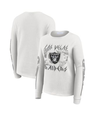 WEAR by Erin Andrews - Women's White Las Vegas Raiders Graphic Waffle Long-Sleeve T-Shirt