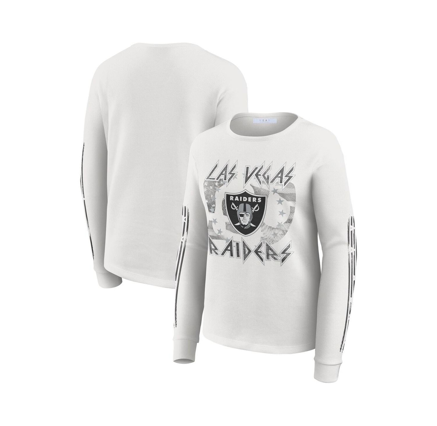 Women's White Las Vegas Raiders Graphic Waffle Long-Sleeve T-Shirt