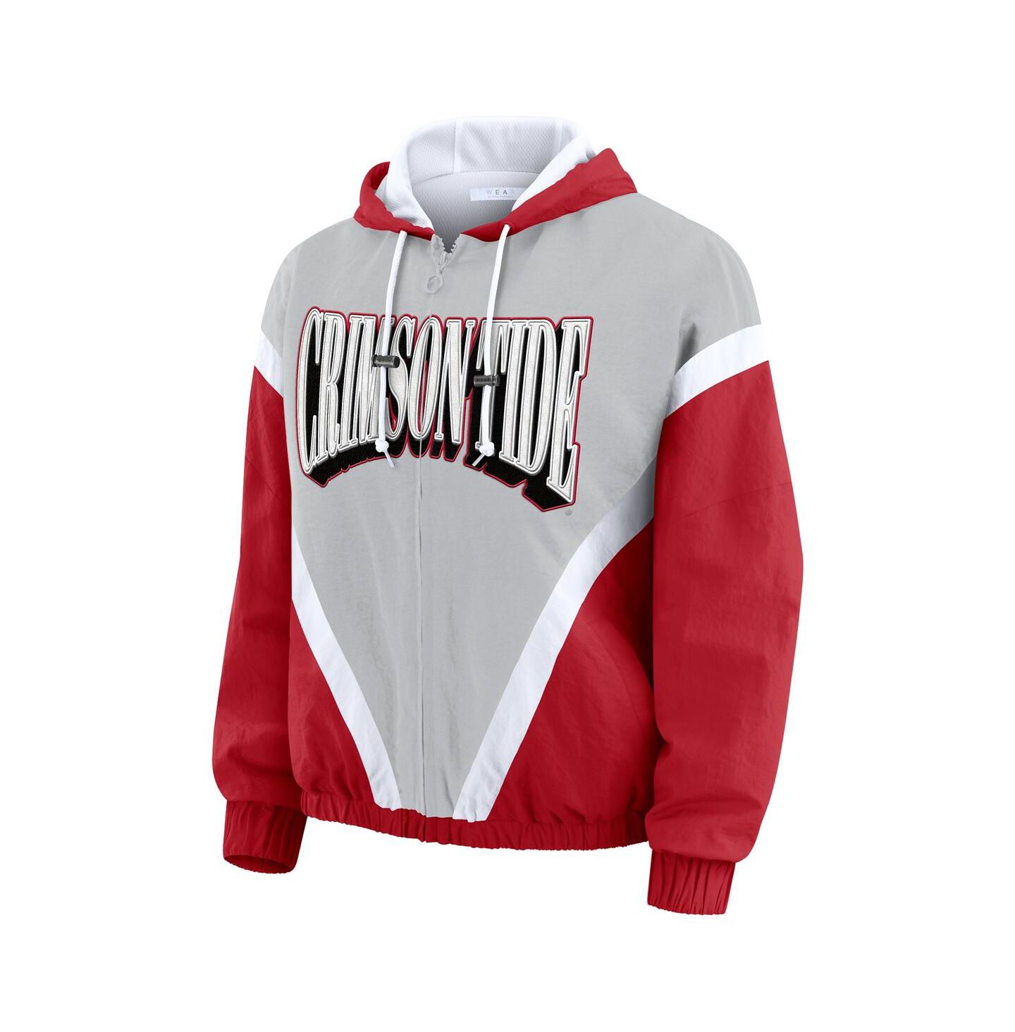 Женские худи WEAR by Erin Andrews Crimson/Gray Alabama Crimson Tide Color Block Full-Zip Windbreaker Jacket — фото 2