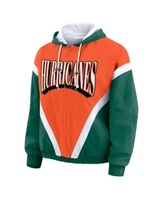 Women's Orange/Green Miami Hurricanes Color Block Full-Zip Hoodie Windbreaker Jacket