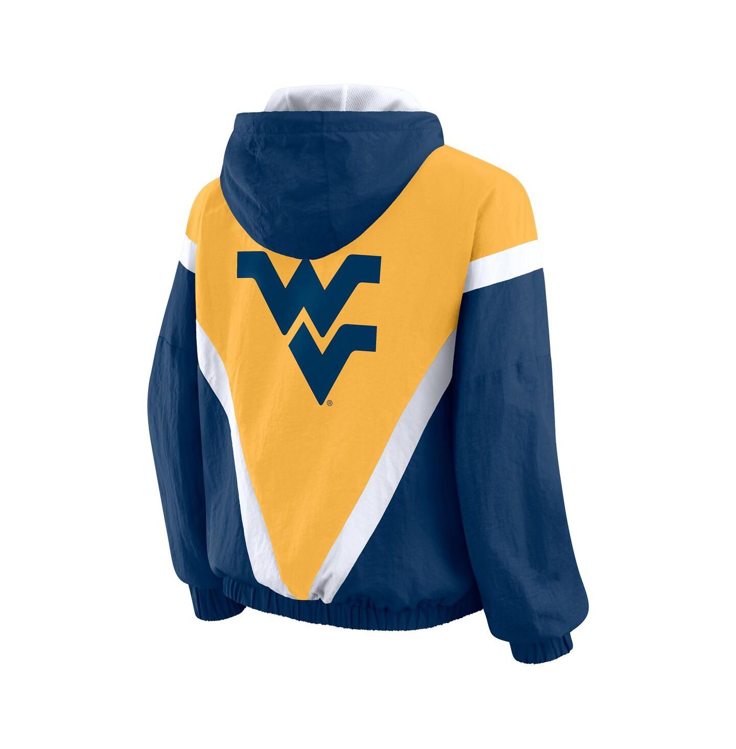 Женские худи WEAR by Erin Andrews Navy/Gold West Virginia Mountaineers Color Block Full-Zip Windbreaker Jacket — фото 3