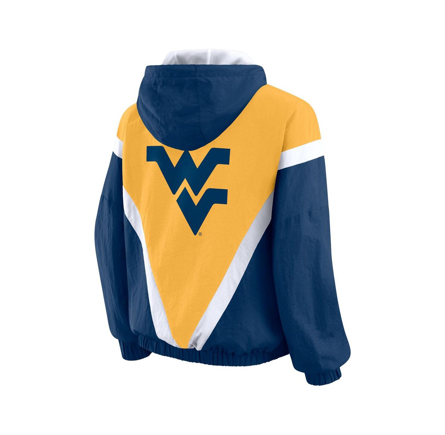 Women's Navy/Gold West Virginia Mountaineers Color Block Full-Zip Hoodie Windbreaker Jacket