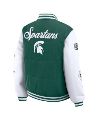 Women's Green Michigan State Spartans Varsity Full-Snap Puffer Jacket