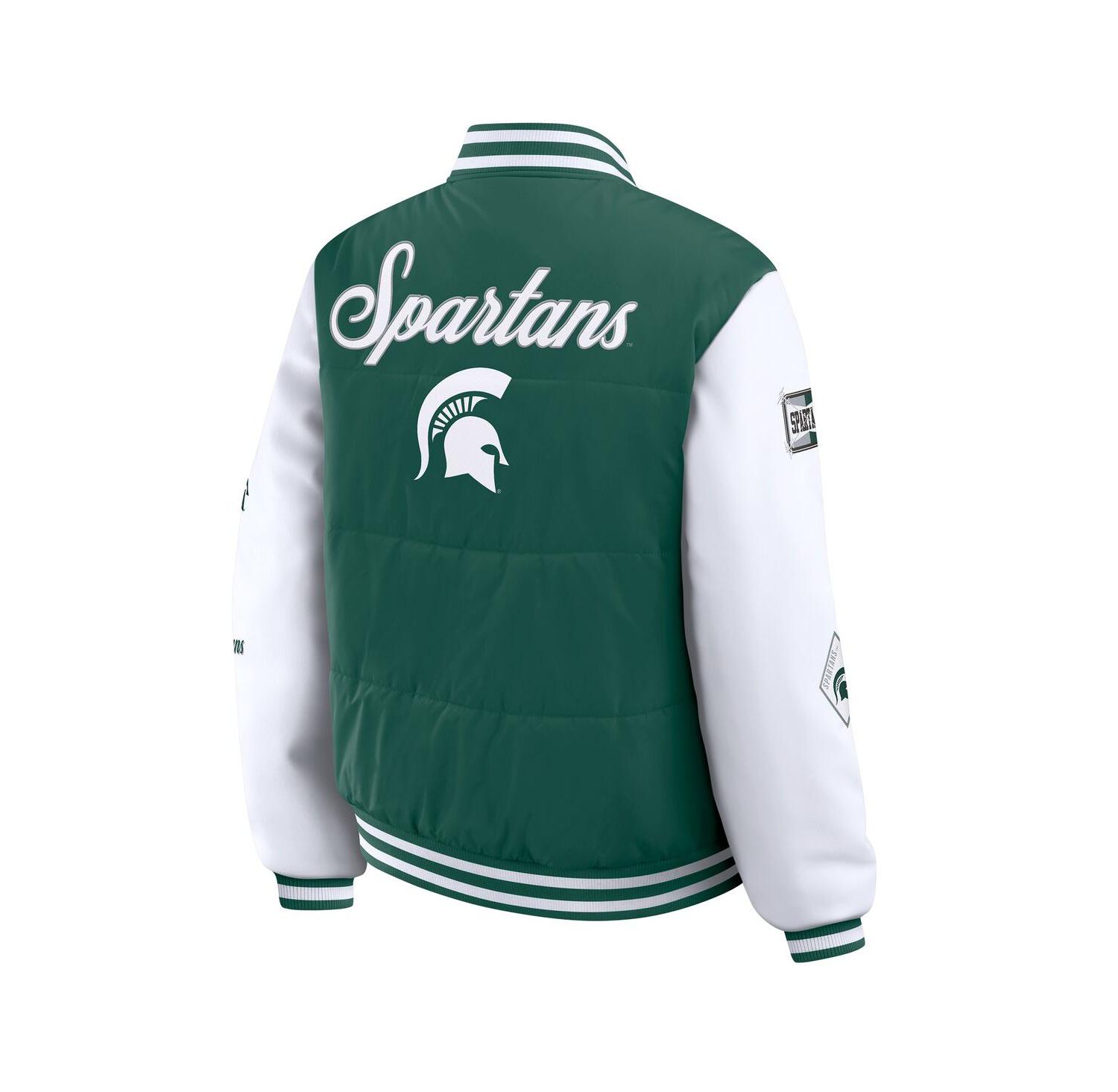 Women's Green Michigan State Spartans Varsity Full-Snap Puffer Jacket