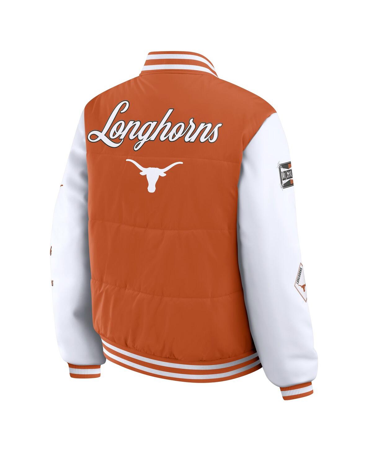 Wear By Erin Andrews Women'sburnt Orange Texas Longhorns Varsity Puffer Jacket In Orange