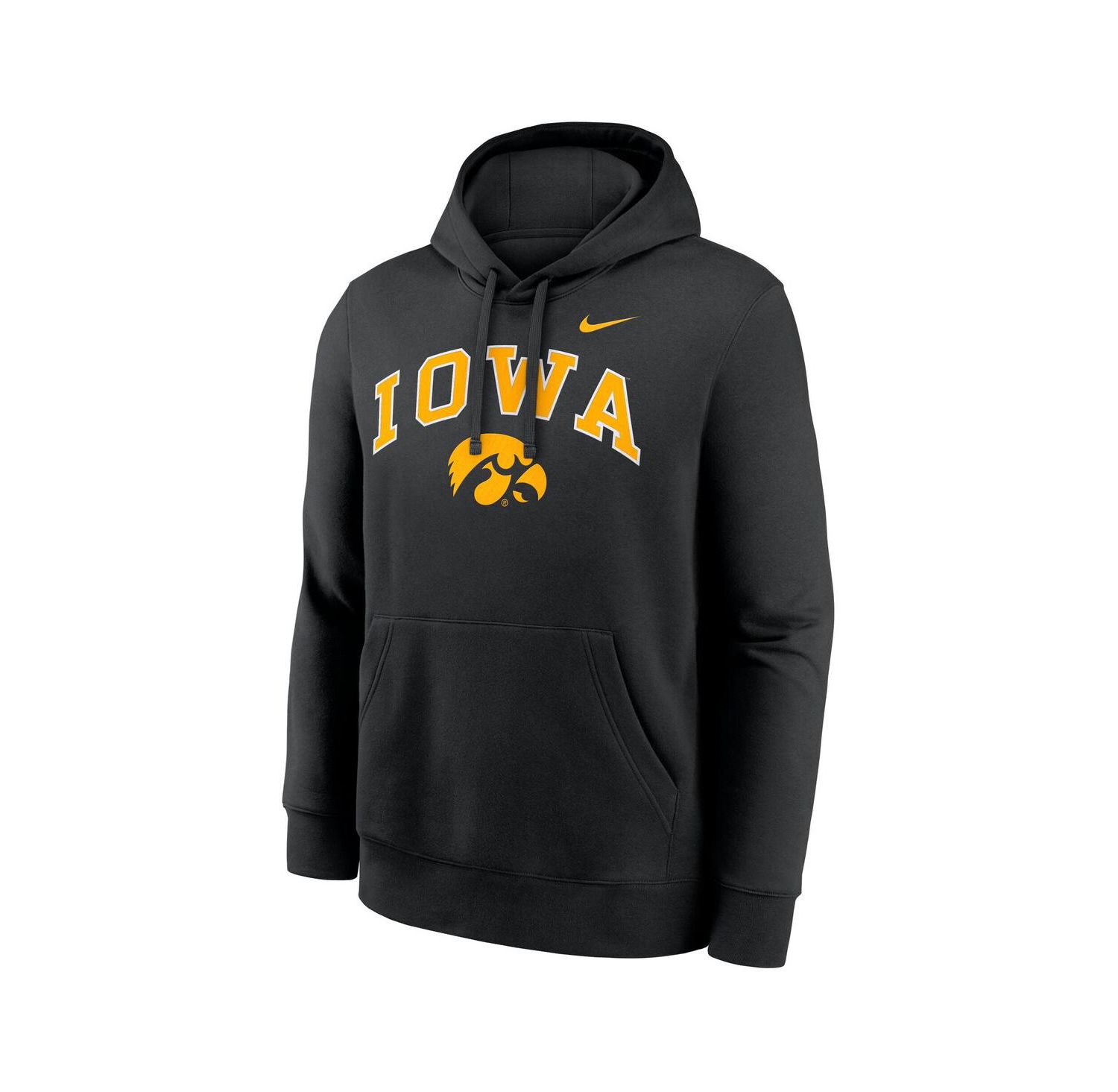 Men's Black Iowa Hawkeyes Club Fleece Arch Pullover Hoodie