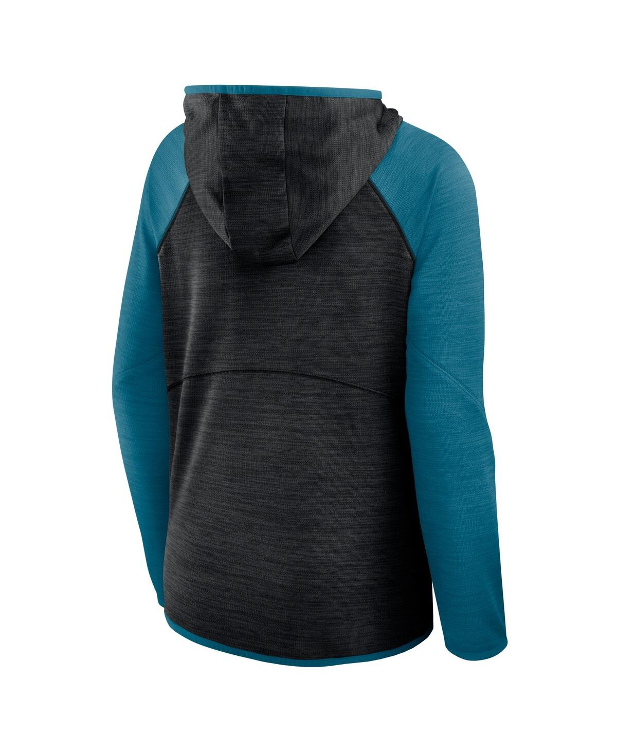 Fanatics Women's Black/teal Jacksonville Jaguars Redzone End Around Pass Raglan Full-zip Hoodie In Multi