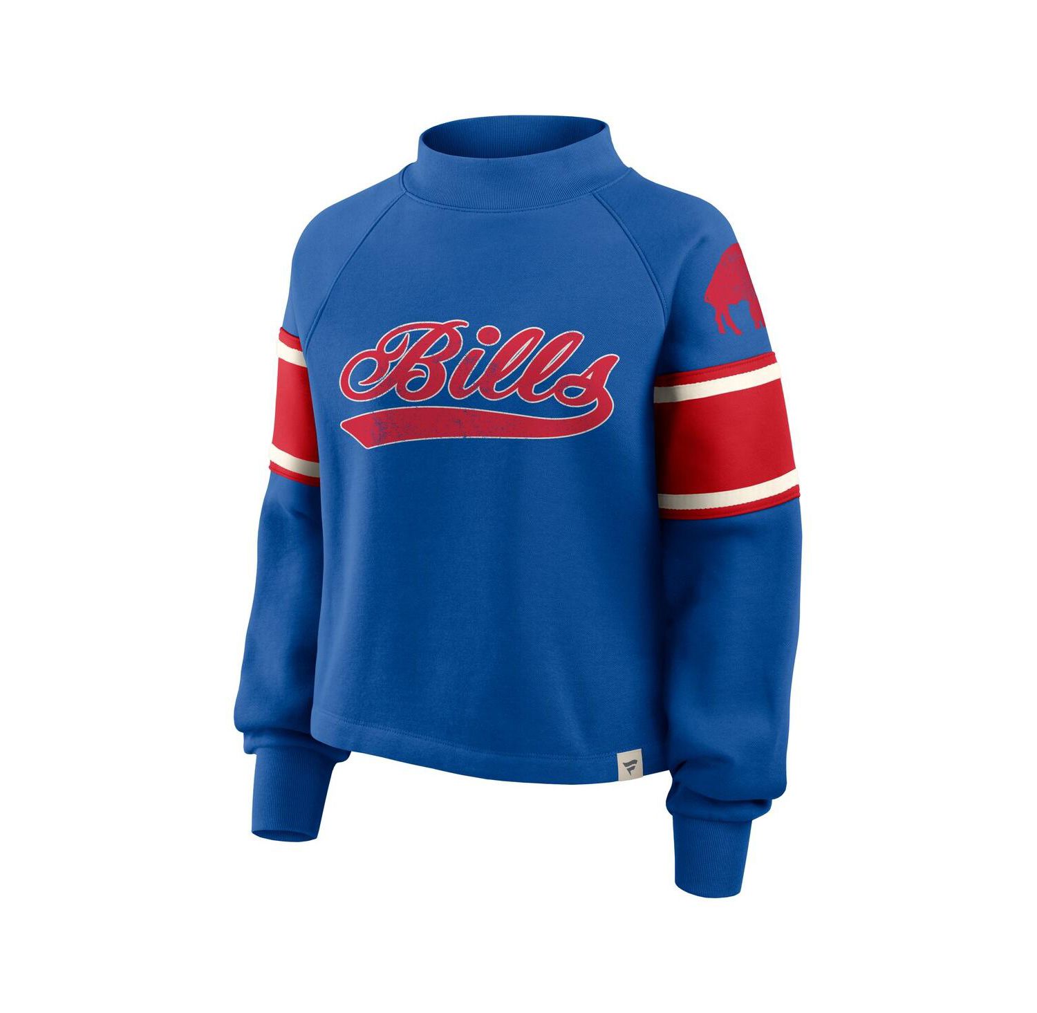 Women's Royal Buffalo Bills Oversized Hometown Toss Sweep Mock Neck Pullover Hoodie