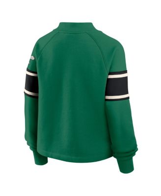 Women's Kelly Green Philadelphia Eagles Oversized Hometown Toss Sweep Mock Neck Pullover Hoodie