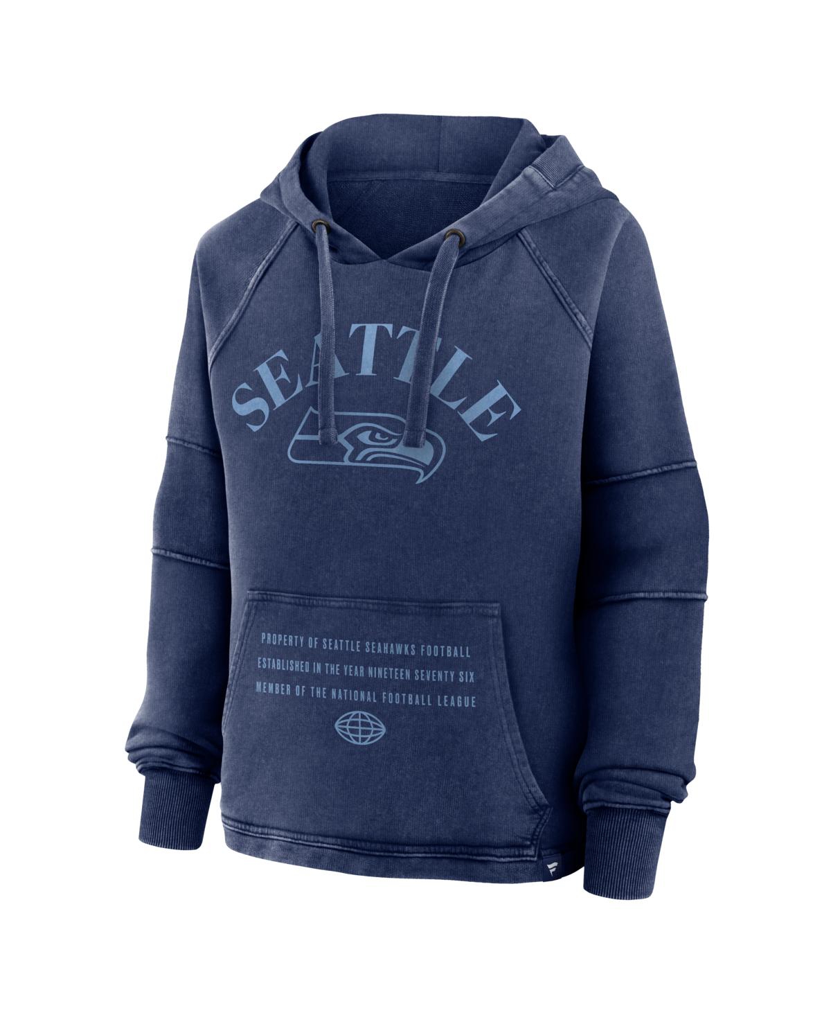 Fanatics Women's Navy Seattle Seahawks Oversized Raglan Gridiron Hoodie In Blue