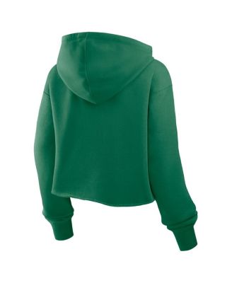Women's Kelly Green New York Jets Oversized Hometown Heritage Cropped Hoodie