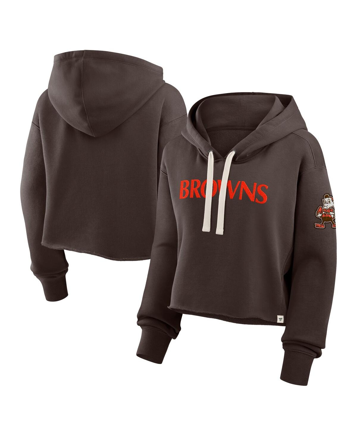 Fanatics Women's Brown Cleveland Browns Oversized Hometown Heritage Cropped Hoodie In Blue