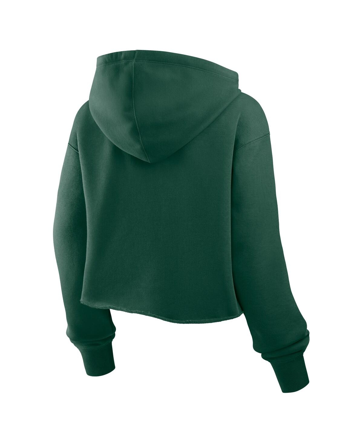 Fanatics Women's Green Green Bay Packers Oversized Hometown Heritage Cropped Hoodie In Green