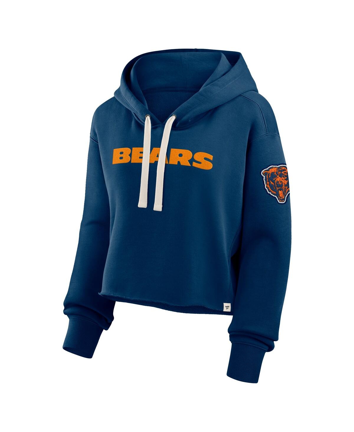 Fanatics Women's Navy Chicago Bears Oversized Hometown Heritage Cropped Hoodie In Blue